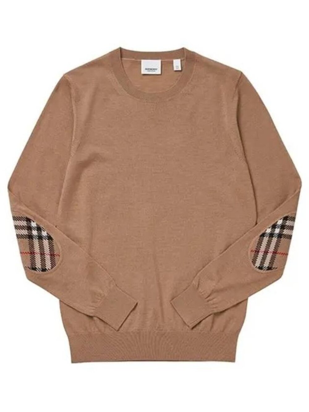 Burberry Women’s Bempton Vintage Check Patches Wool Sweater Camel S
